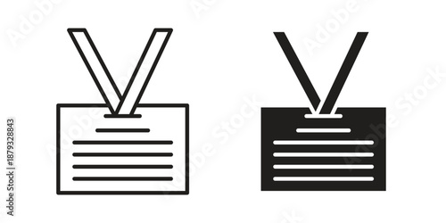 Lanyard icons for design. Easily editable stroke. Modern flat design.