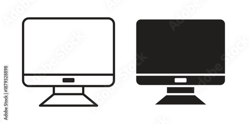 LCD icons for design. Easily editable stroke. Modern flat design.