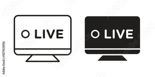 Live news report icons for design. Easily editable stroke. Modern flat design.