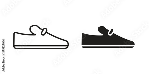 Loafer shoes icons for design. Easily editable stroke. Modern flat design.