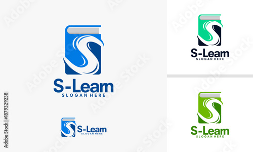 S-Leam Education Logo Design Book Symbol.