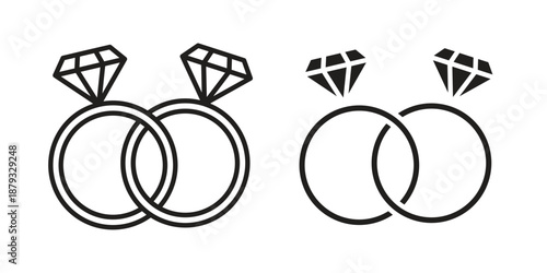 Marriage icons for design. Easily editable stroke. Modern flat design.
