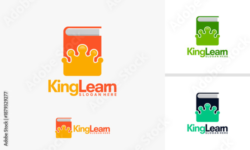 KingLearn Logo Design Featuring a Book and Crown Symbol.