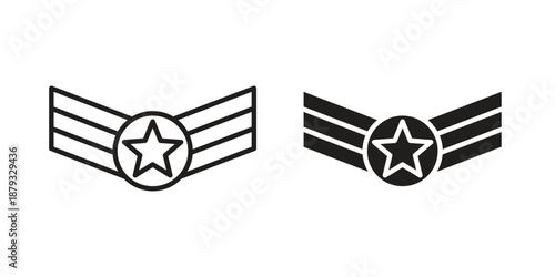 Militar Insignia icons for design. Easily editable stroke. Modern flat design.