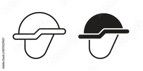 Military Helmet icons for design. Easily editable stroke. Modern flat design.