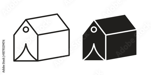 Military tent icons for design. Easily editable stroke. Modern flat design.