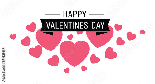 A vibrant valentines day composition featuring multiple red hearts and bold text a delightful silhouette