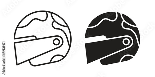 Motorcycle helmet icons for design. Easily editable stroke. Modern flat design.