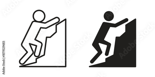 Mountain climb icons for design. Easily editable stroke. Modern flat design.