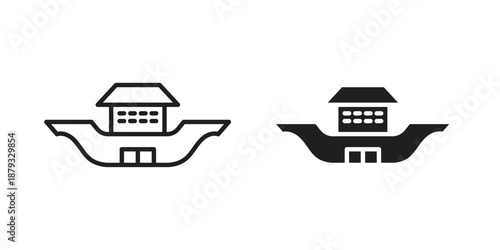 Noah Ark icons for design. Easily editable stroke. Modern flat design.