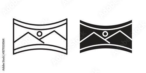 Panoramic view icons for design. Easily editable stroke. Modern flat design.