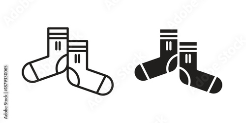 Pair of socks icons for design. Easily editable stroke. Modern flat design.