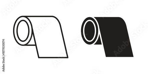 Paper roll icons for design. Easily editable stroke. Modern flat design.