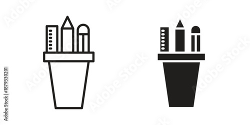 Pencil box icons for design. Easily editable stroke. Modern flat design.