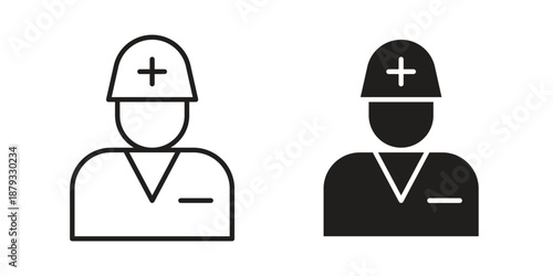 Pharmacist icons for design. Easily editable stroke. Modern flat design.