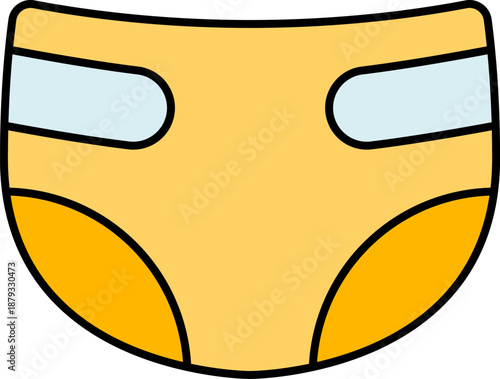 Yellow and White Baby Diaper Icon