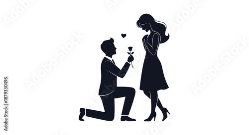 man proposing to woman with heart above them silhouette high quality professional detailed modern elegant