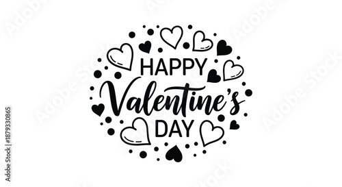 A delightful valentine s day greeting with hearts and a bold artistic lettering style silhouette