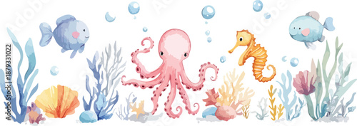 Hand painted colorful Easter eggs with a funny rabbit and bird pattern on green grass in a seamless vector illustration design for a child birthday greeting card