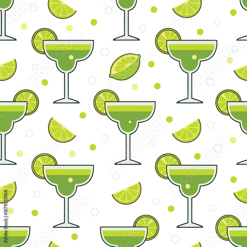 Vibrant Margarita Pattern with Limes for Summer Decor