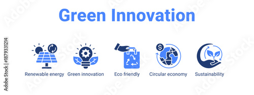 Green Innovation web banner icon vector illustration concept for  with icon of Renewable energy, Green innovation, Eco friendly.