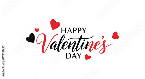 A lovely valentine s day greeting with red hearts and cursive lettering a striking silhouette