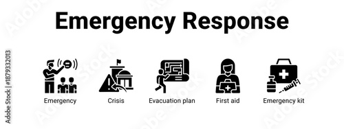 Emergency Response web banner icon vector illustration concept for  with icon of Emergency, Crisis, Evacuation plan, First.