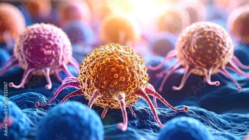 Microscopic View of Cancer Cells in Human Body