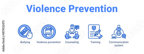 Violence Prevention web banner icon vector illustration concept for  with icon of Bullying, Violence prevention, Counseling.
