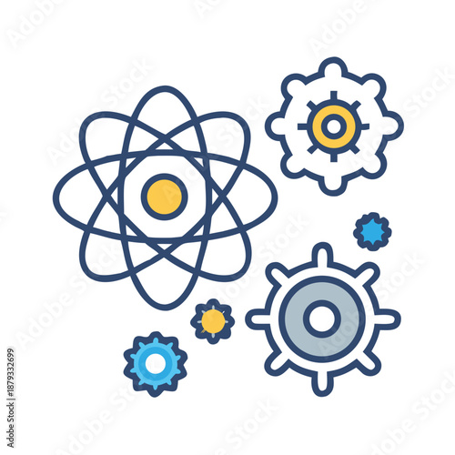 Atomic Design Represents Physics Mechanics with Gears and Energy Concepts