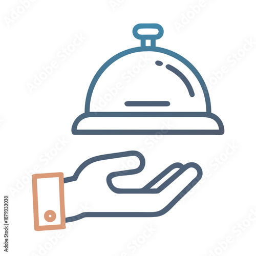 Guest Service Icon Holding Tray in Hospitality Context with Elegant Design