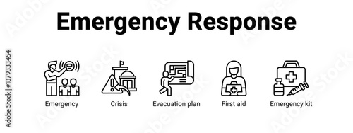 Emergency Response web banner icon vector illustration concept for  with icon of Emergency, Crisis, Evacuation plan, First.