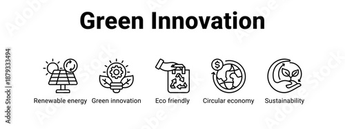 Green Innovation web banner icon vector illustration concept for  with icon of Renewable energy, Green innovation, Eco friendly.