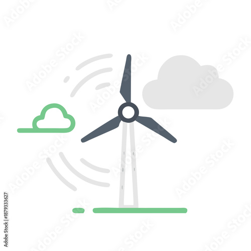 Wind Turbine Generating Renewable Energy with Clouds in Motion