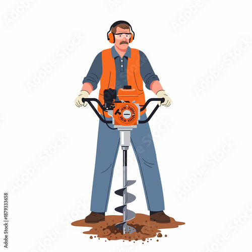 Man operating heavy machinery for digging in the ground