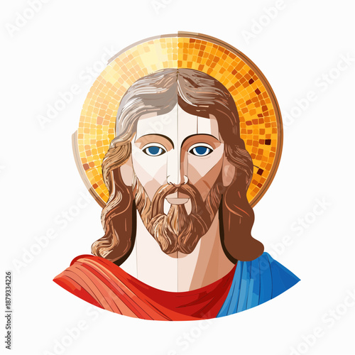 Jesus Christ mosaic portrait holy savior icon Easter.