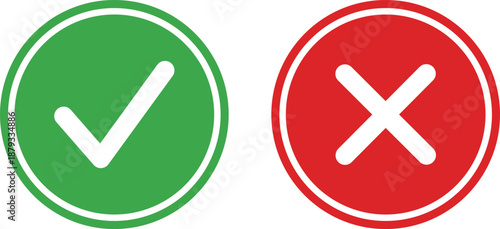 Green checkmark and red cross symbols on white background