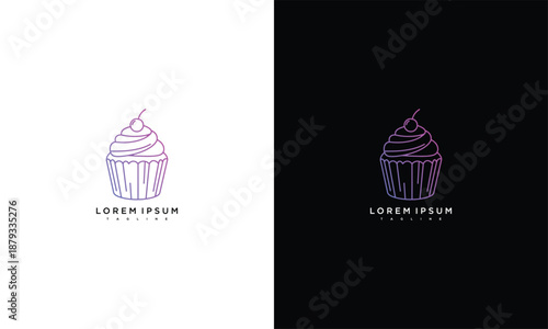 Cupcake icon illustration on contrasting backgrounds showcasing design versatility and modern aesthetics from a front viewpoint