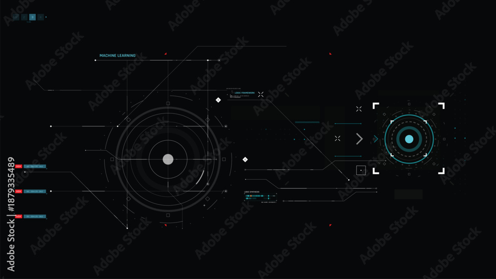 Obraz premium Futuristic AI Technology HUD Interface Vector Illustration video Overlay template