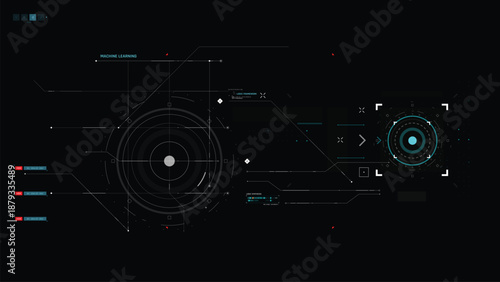Futuristic AI Technology HUD Interface Vector Illustration video Overlay template