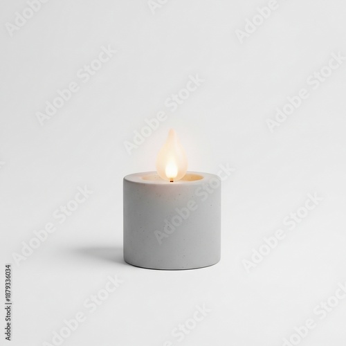 Wallpaper Mural Lit white candle on a plain white background with soft shadow. Torontodigital.ca