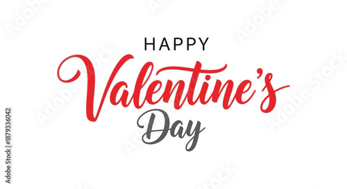 A vibrant red valentine s day lettering design with elegant cursive script and a clean white background silhouette