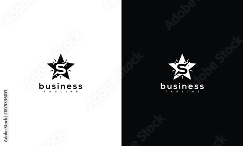 A stylized star logo representing business identity on contrasting white and black backgrounds viewed from a straightforward perspective