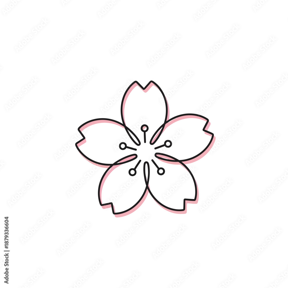 Fototapeta premium Outline Sakura Flower Icon