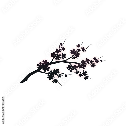 Cherry Blossom Branch Ink Style