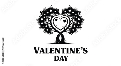 A beautiful heart shaped tree design with delicate floral details embodying love and affection silhouette
