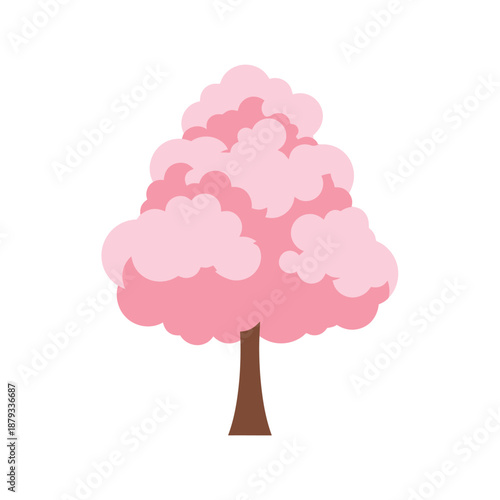 Cute Sakura Tree Cartoon Style