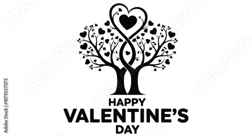 a heart shaped tree adorned with smaller hearts celebrates valentine s day in a striking silhouette