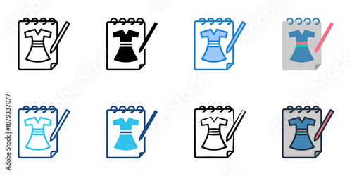 Fashion sketchbook icons set multiple style collection. Editable stroke 
