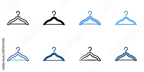 Hanger icons set multiple style collection. Editable stroke 
